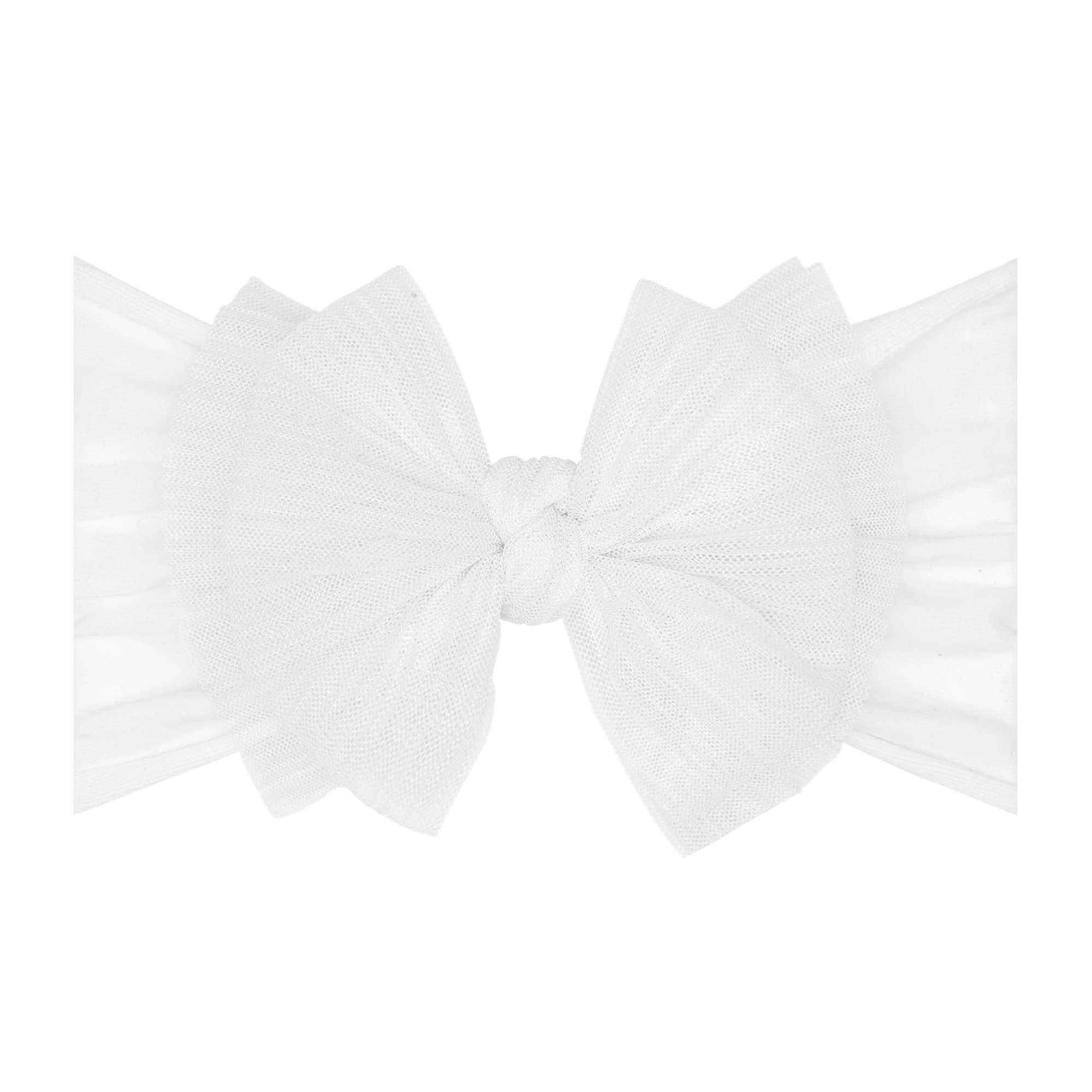 Baby Bling® Tulle FAB® soft nylon headband with tulle bow: Pleated White hair bowsBaby Bling BowsTAYLOR + MAX