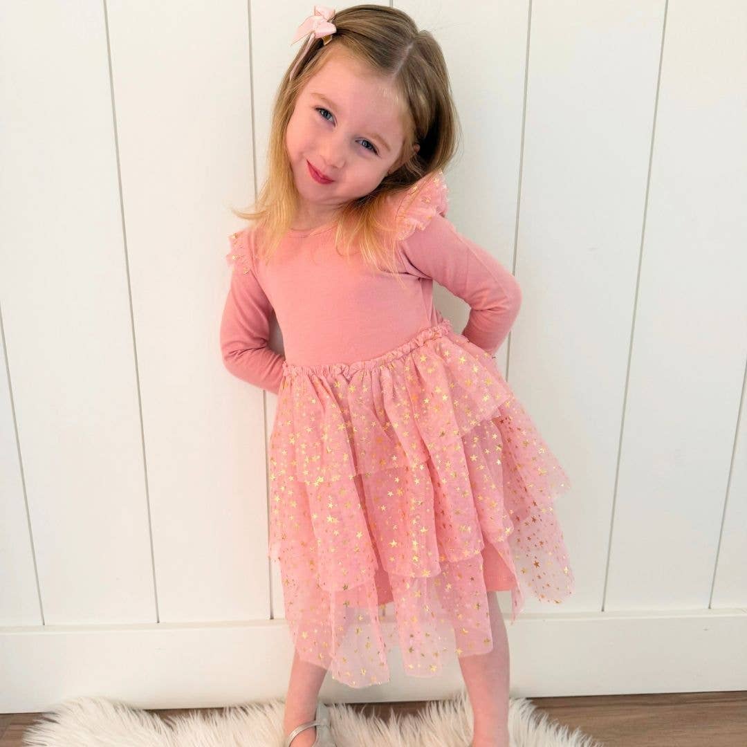 Blush Shimmer Christmas Long Sleeve Tutu Dress: 3T Girl DressSweet WinkTAYLOR + MAX