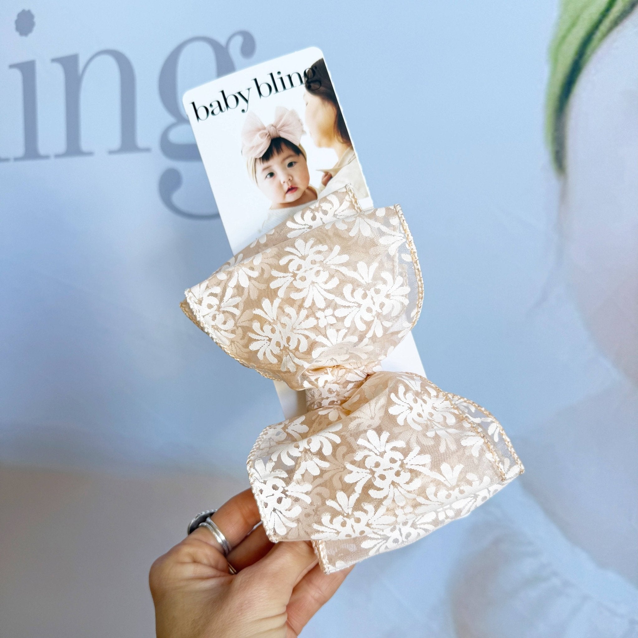 Classic Bow | white Floral Baby Bling BowsTAYLOR + MAX