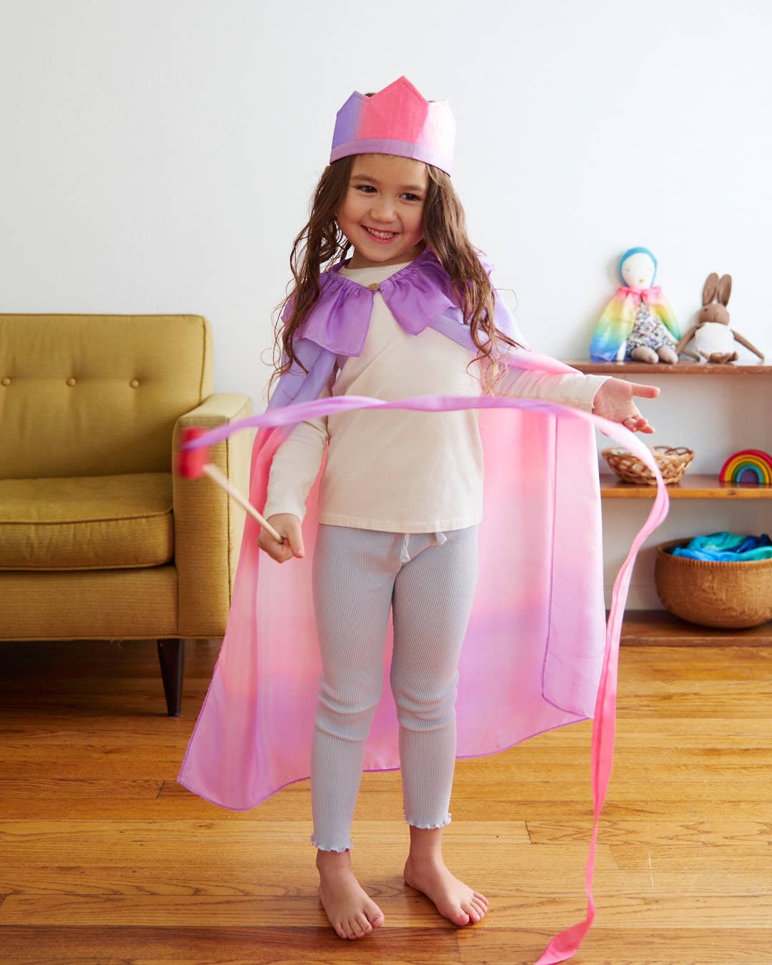 Pink & Purple Silk & Wood Streamer - Wand for Pretend Play Activity ToysSarah’s SilksTAYLOR + MAX