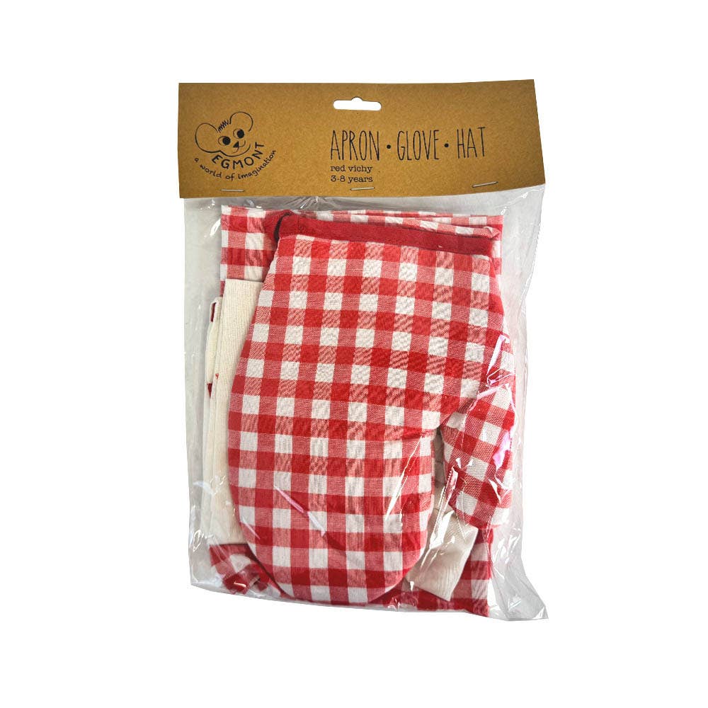 Red Gingham Chef Set (Apron, Hat and Mitt) Egmont