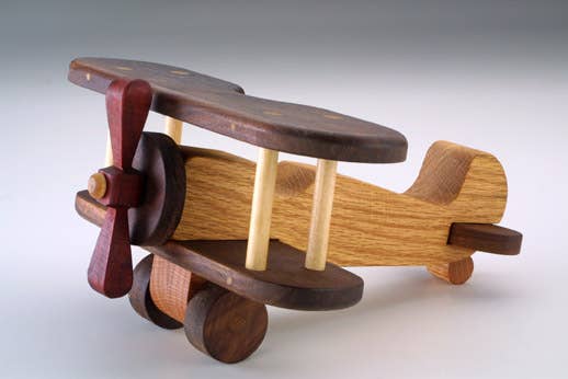 Walnut and Light Wood Biplane Toy for Kids Baldwin Toy Co.TAYLOR + MAX