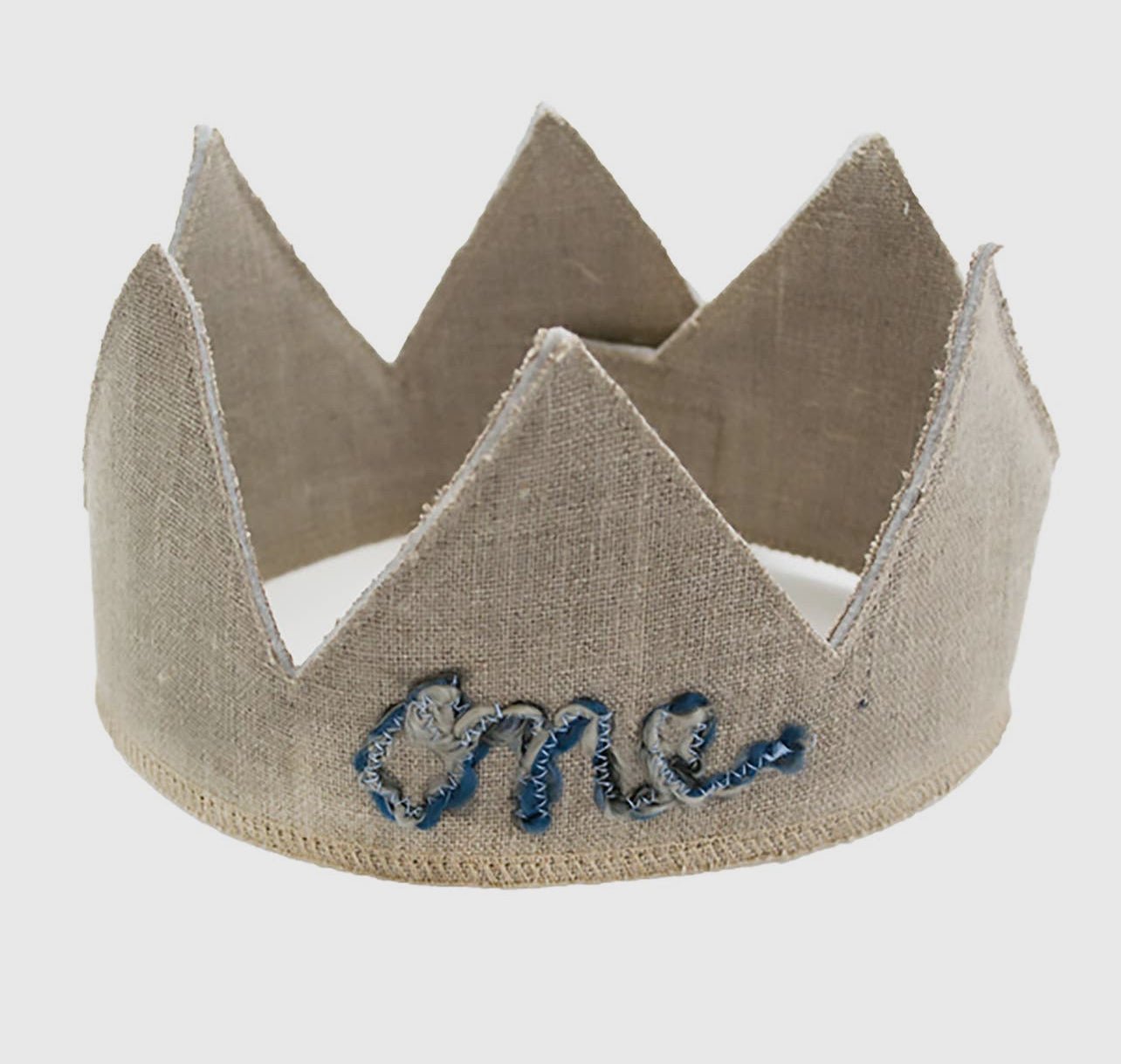 "One" Oatmeal/Blue Linen Crown AccessoriesOh BabyTAYLOR + MAX