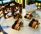 4 Pack Walnut & Light Wood Toy Cars for Kids Baldwin Toy Co.TAYLOR + MAX