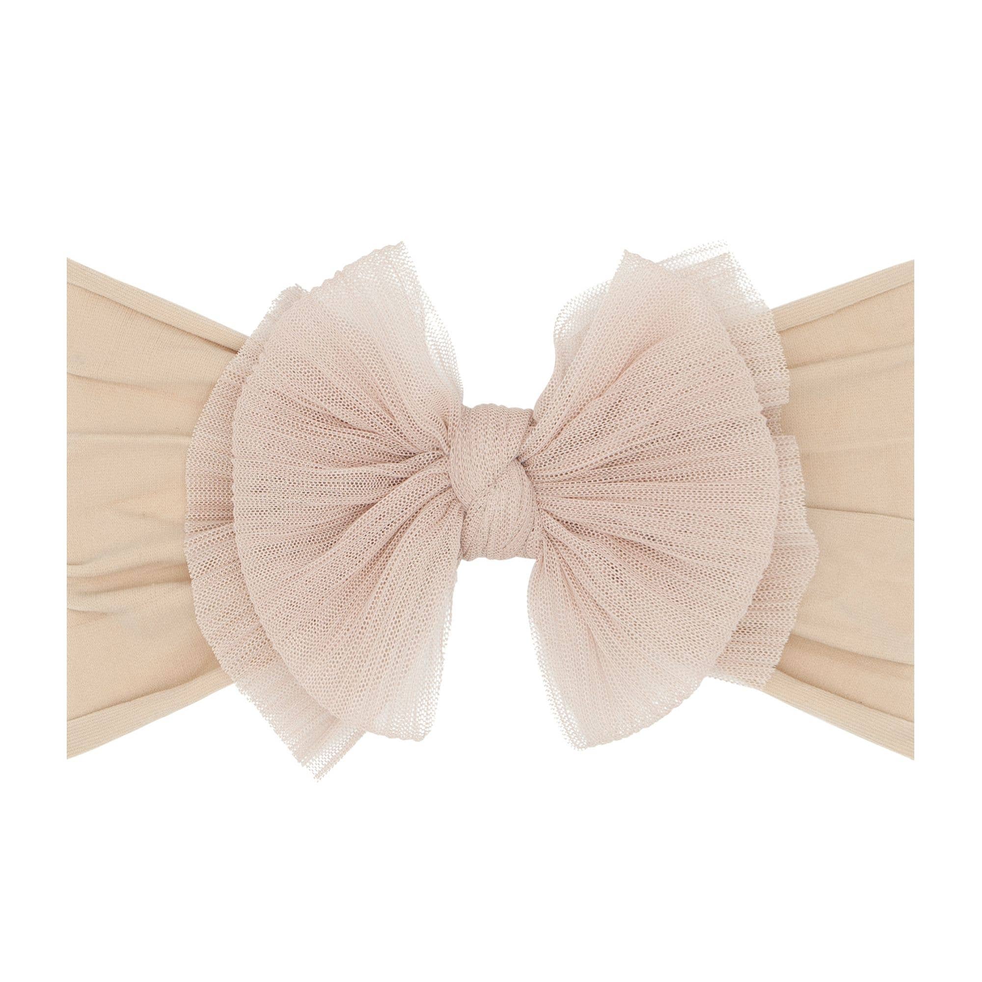 Baby Bling® Tulle FAB® soft nylon headband with tulle bow: Pleated Blush hair bowsBaby Bling BowsTAYLOR + MAX