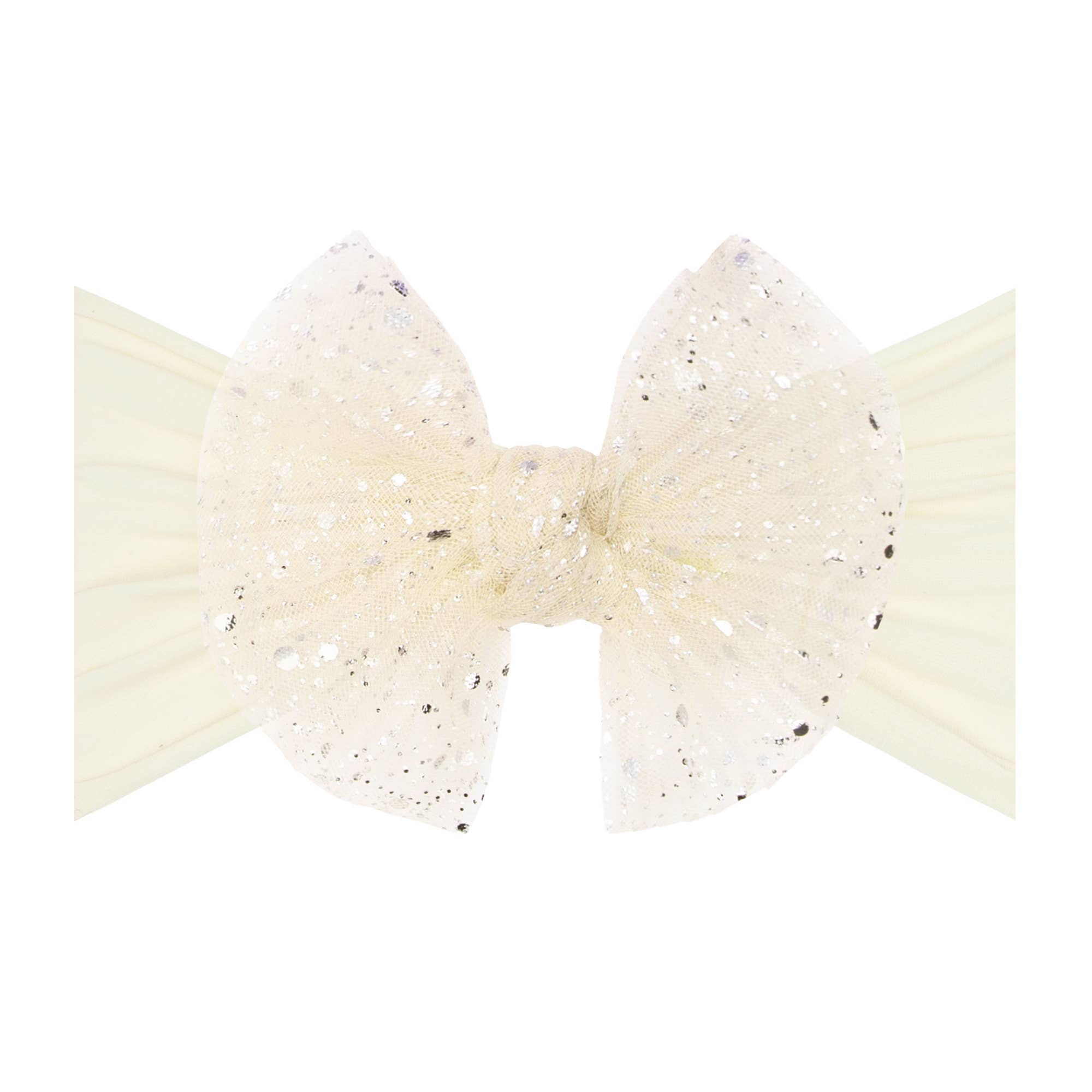 Baby Bling® Tulle FAB® soft nylon headband with tulle bow: Pleated White hair bowsBaby Bling BowsTAYLOR + MAX