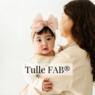 Baby Bling® Tulle FAB® soft nylon headband with tulle bow: Pleated White hair bowsBaby Bling BowsTAYLOR + MAX