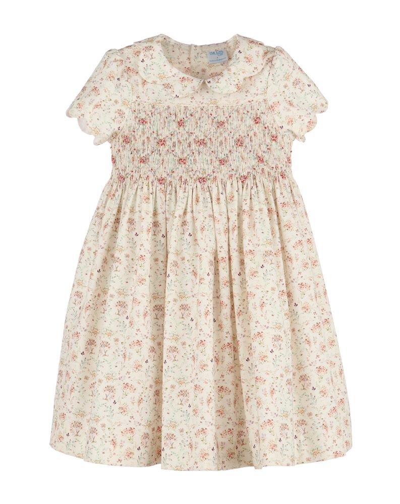 Burgundy Whimsical Floral Dress - Smocked Bodice - Scallop Collar Girl DressLuli and MeTAYLOR + MAX