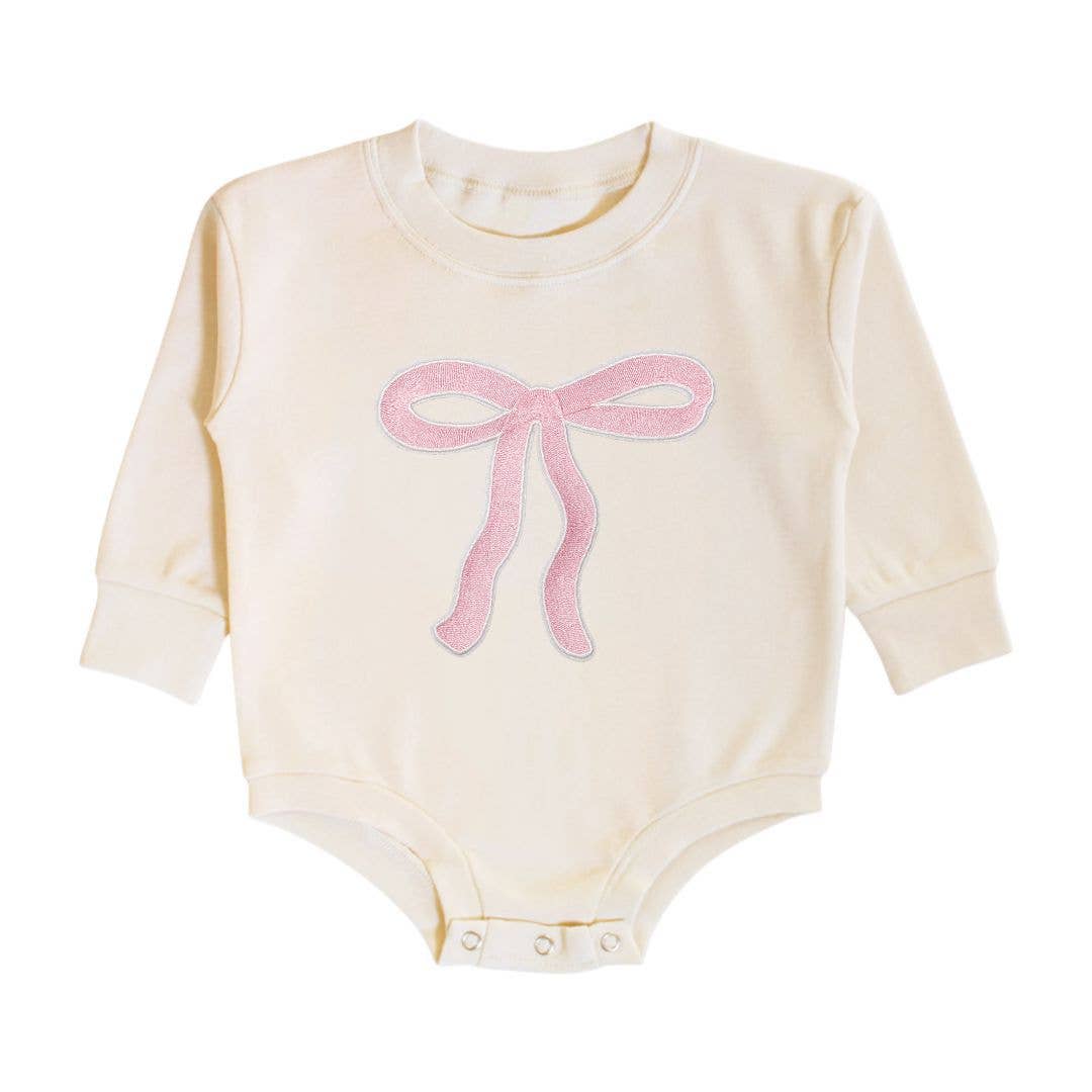 Coquette Bow Patch Long Sleeve Romper - Natural Baby & ToddlerSweet WinkTAYLOR + MAX