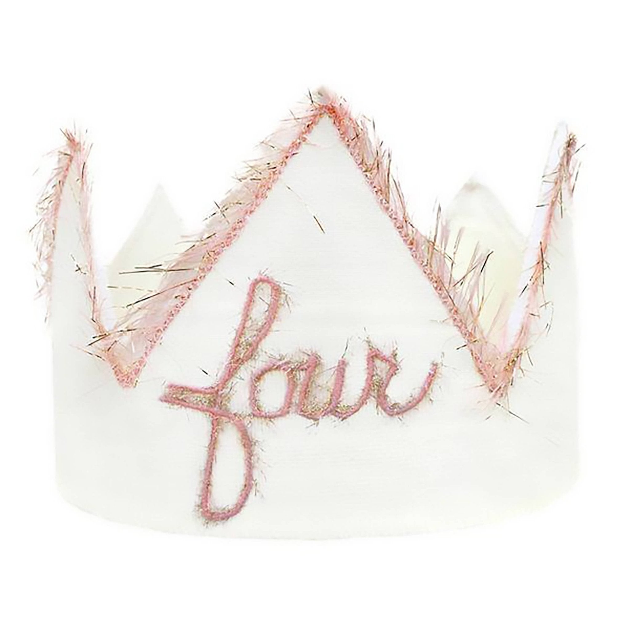 "Four" Pink/Gold Linen Crown AccessoriesOh BabyTAYLOR + MAX