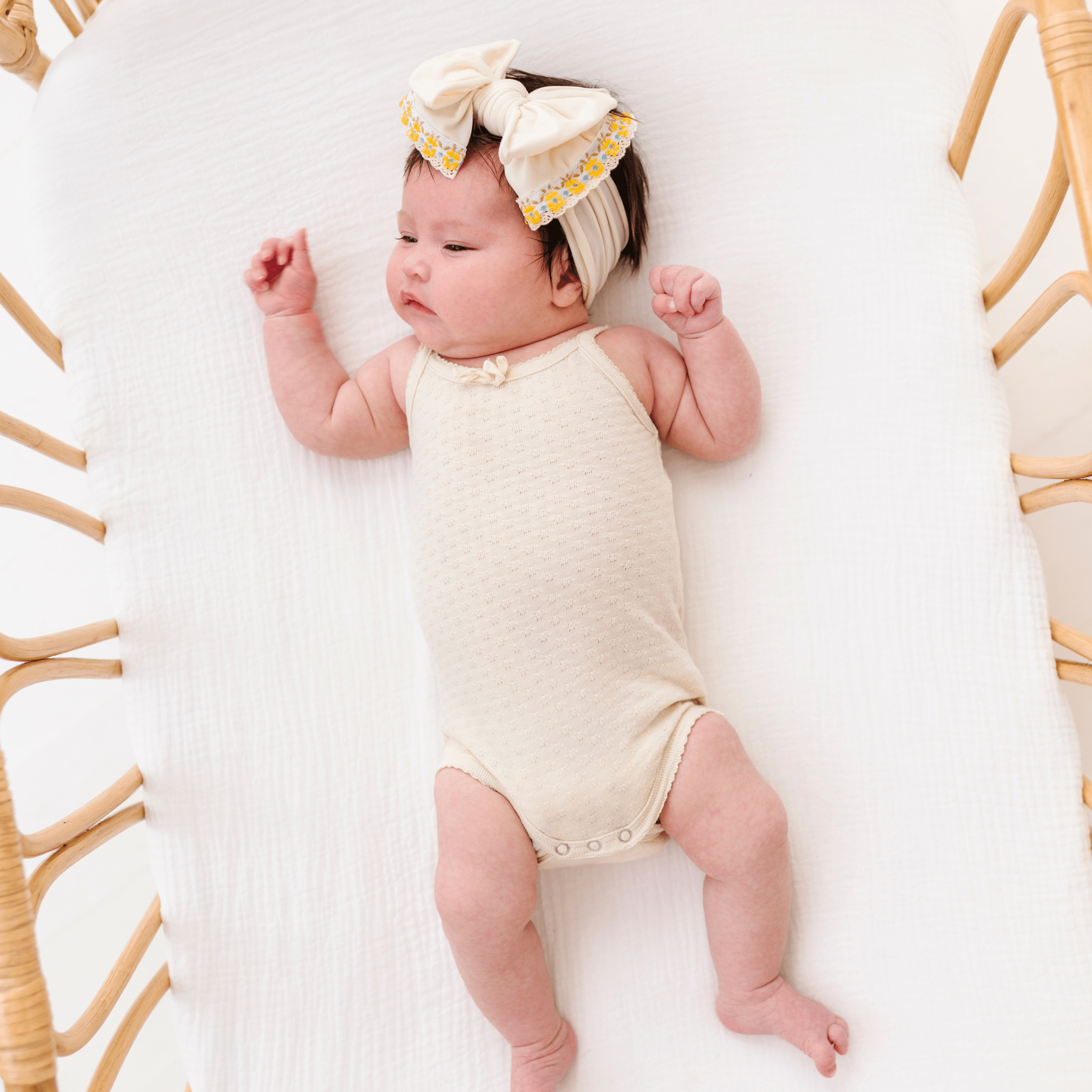 Ivory Yellow Floral Headband Baby Bling BowsTAYLOR + MAX