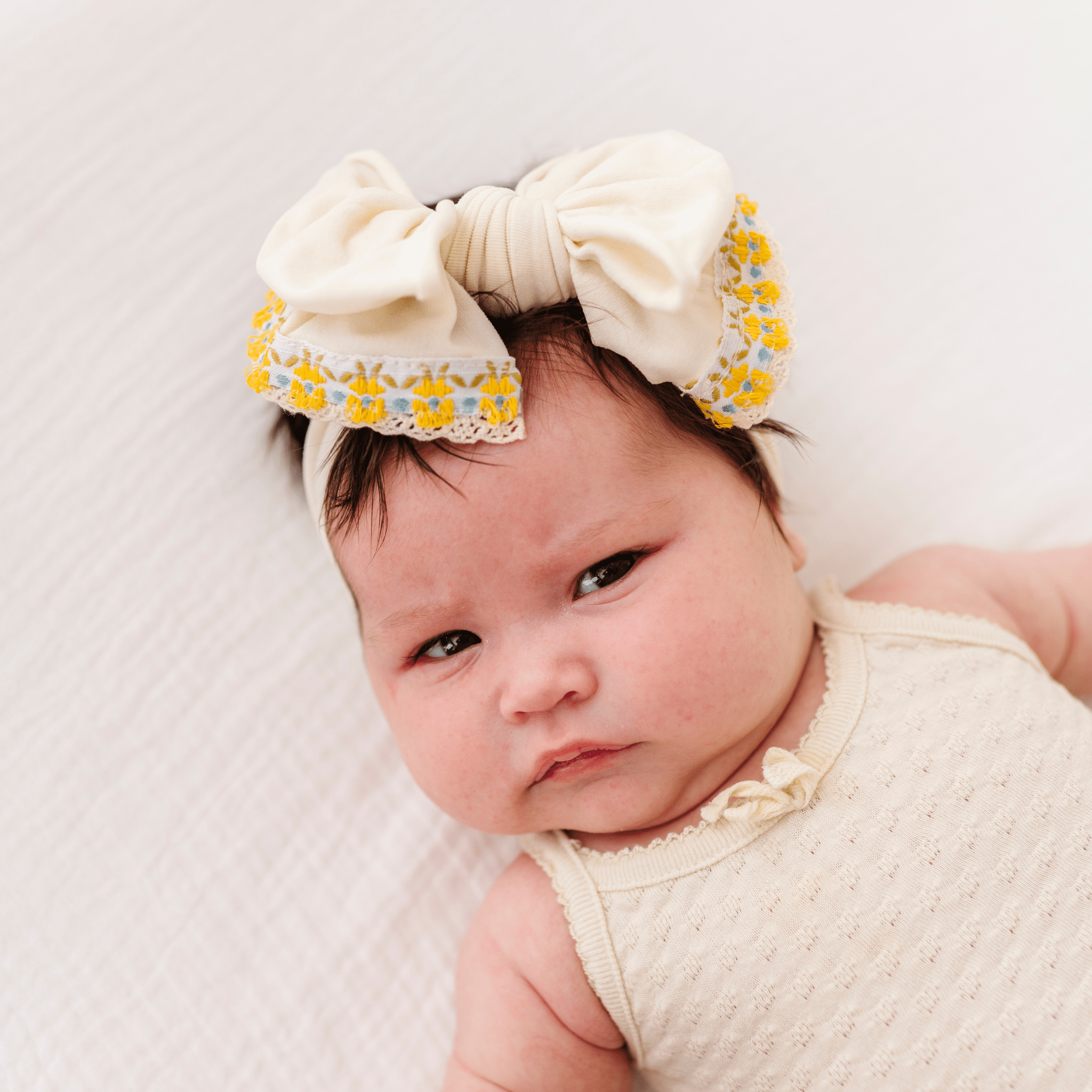 Ivory Yellow Floral Headband Baby Bling BowsTAYLOR + MAX