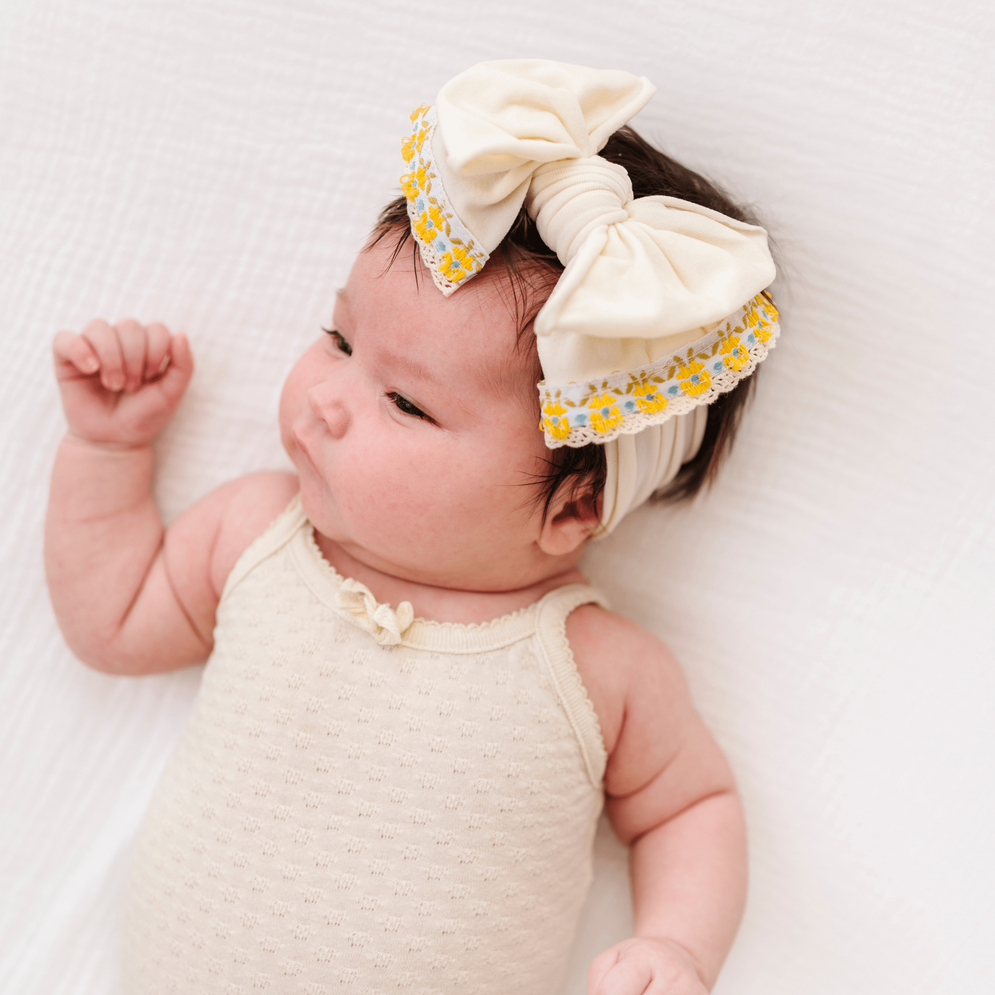 Ivory Yellow Floral Headband Baby Bling BowsTAYLOR + MAX