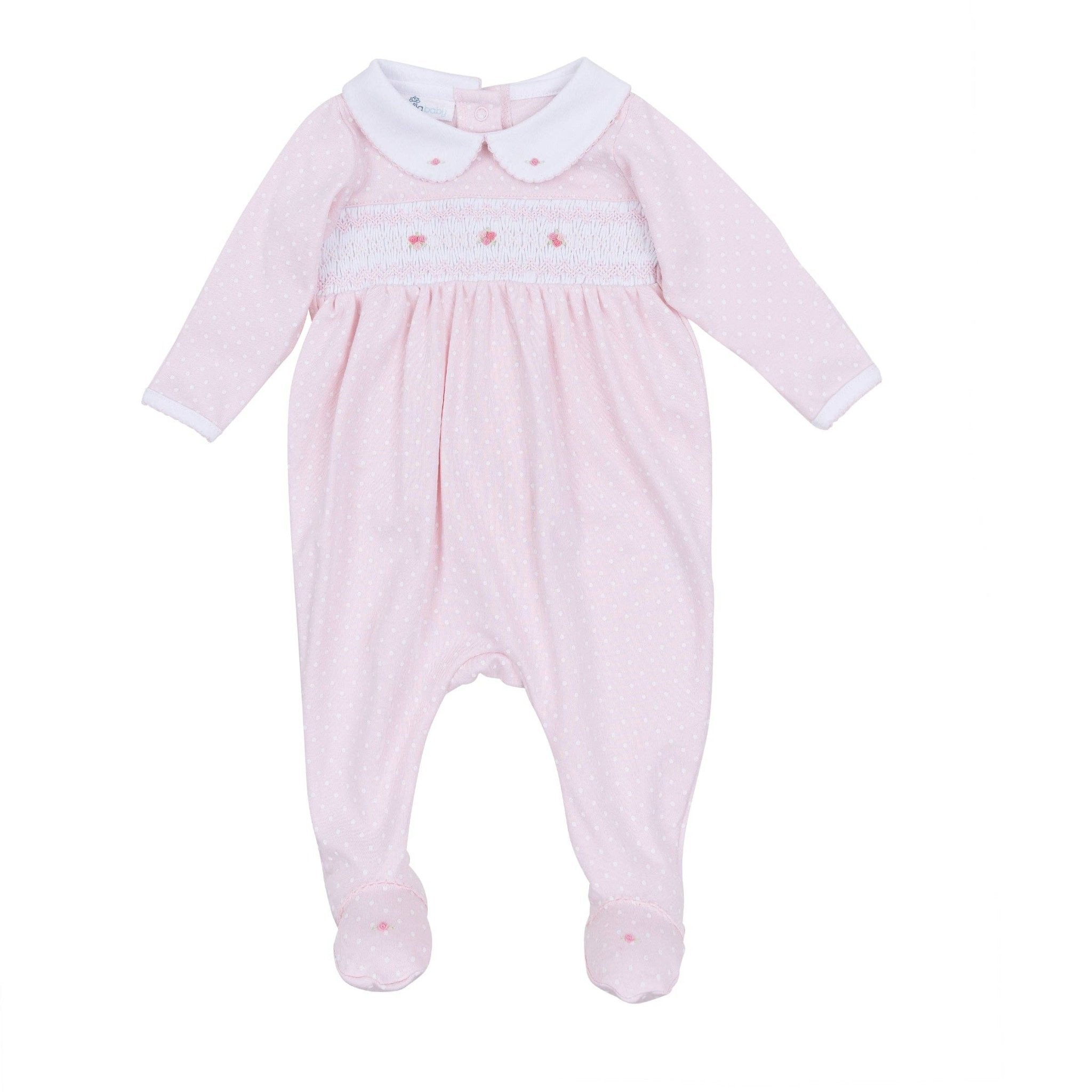 Mia's Classics Smocked Footie - Pink: Preemie Magnolia BabyTAYLOR + MAX