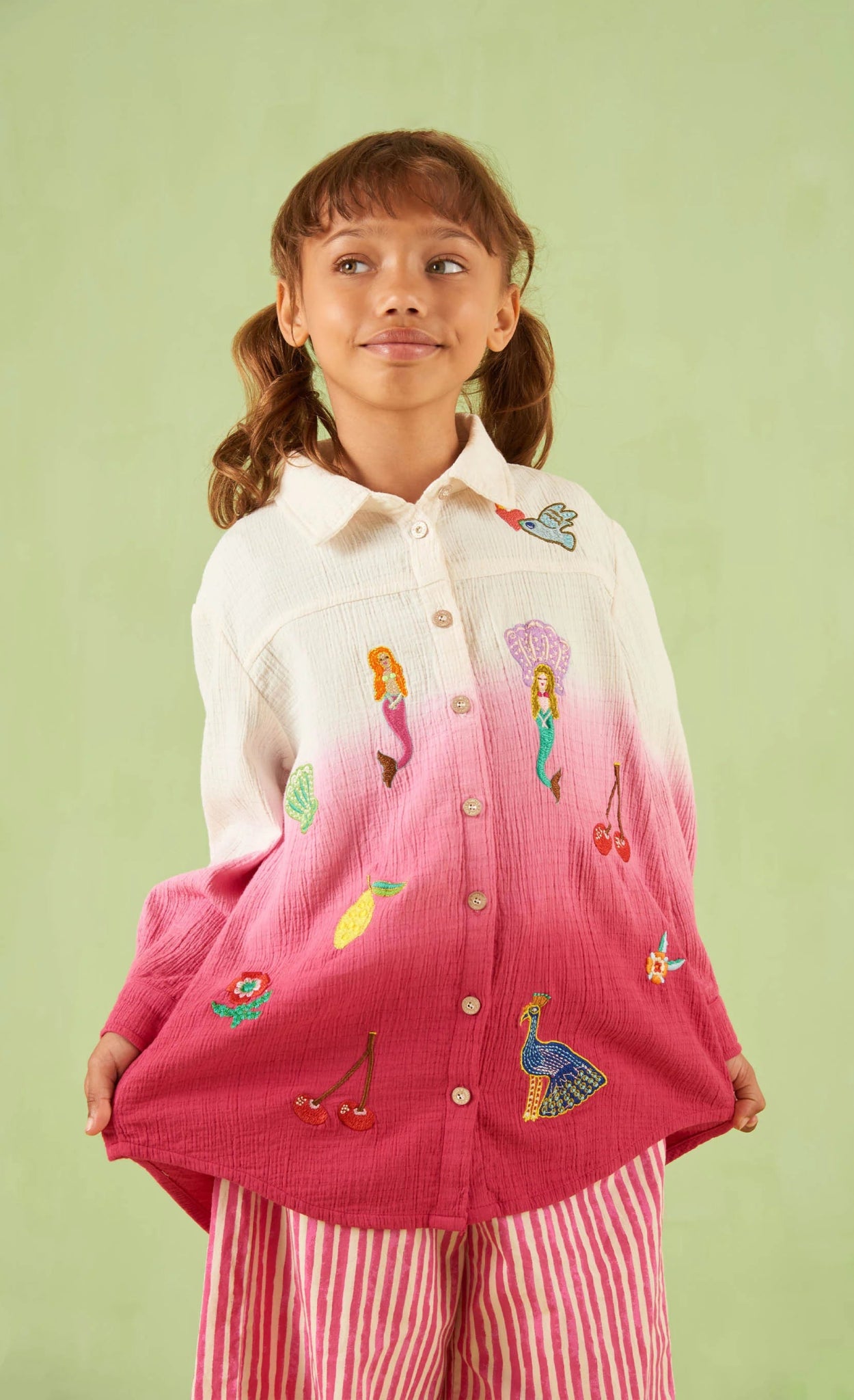 Oilily Biggy Oversized Dip - Dyed Button Up Shirt W/ Patches ShirtOililyTAYLOR + MAX