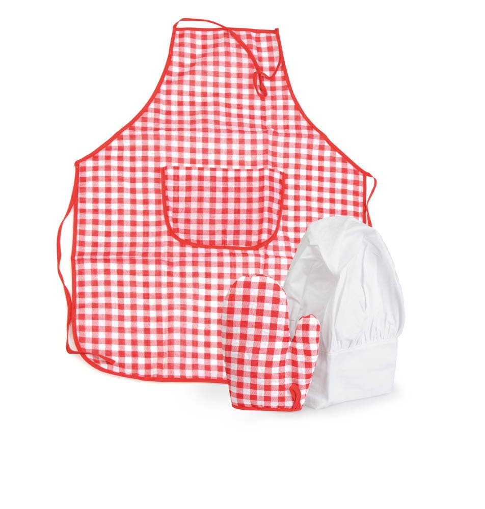 Red Gingham Chef Set (Apron, Hat and Mitt) Egmont