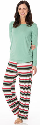 Women's Christmas Multi - Stripe Loosy Goosey Tee & Pant Set pajamasKickee PantsTAYLOR + MAX
