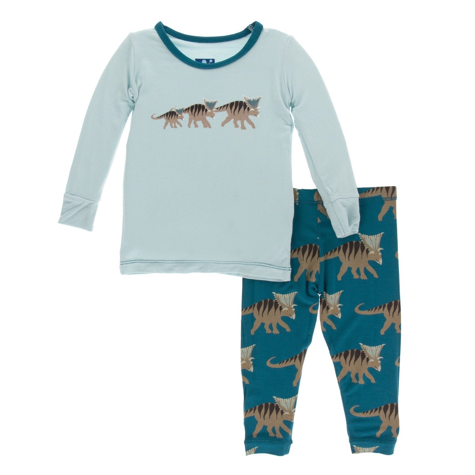 Kickee Pants Print Long Sleeve Pajama Set | Heritage Blue Kosmoceratops Family pajamasKickee PantsTAYLOR + MAX