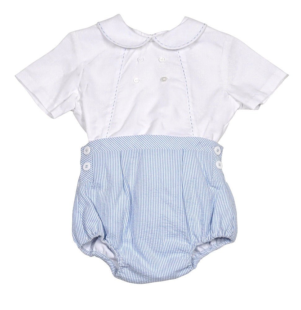 Luli + Me Infant Boys Blue Striped Bubble Suit Two Piece SetLuli and MeTAYLOR + MAX